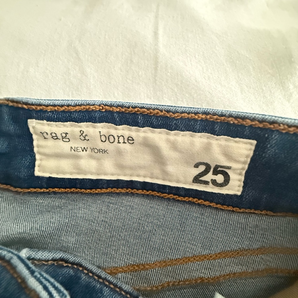 rag & bone Medium Blue Denim Jeans with Contrast Stitching